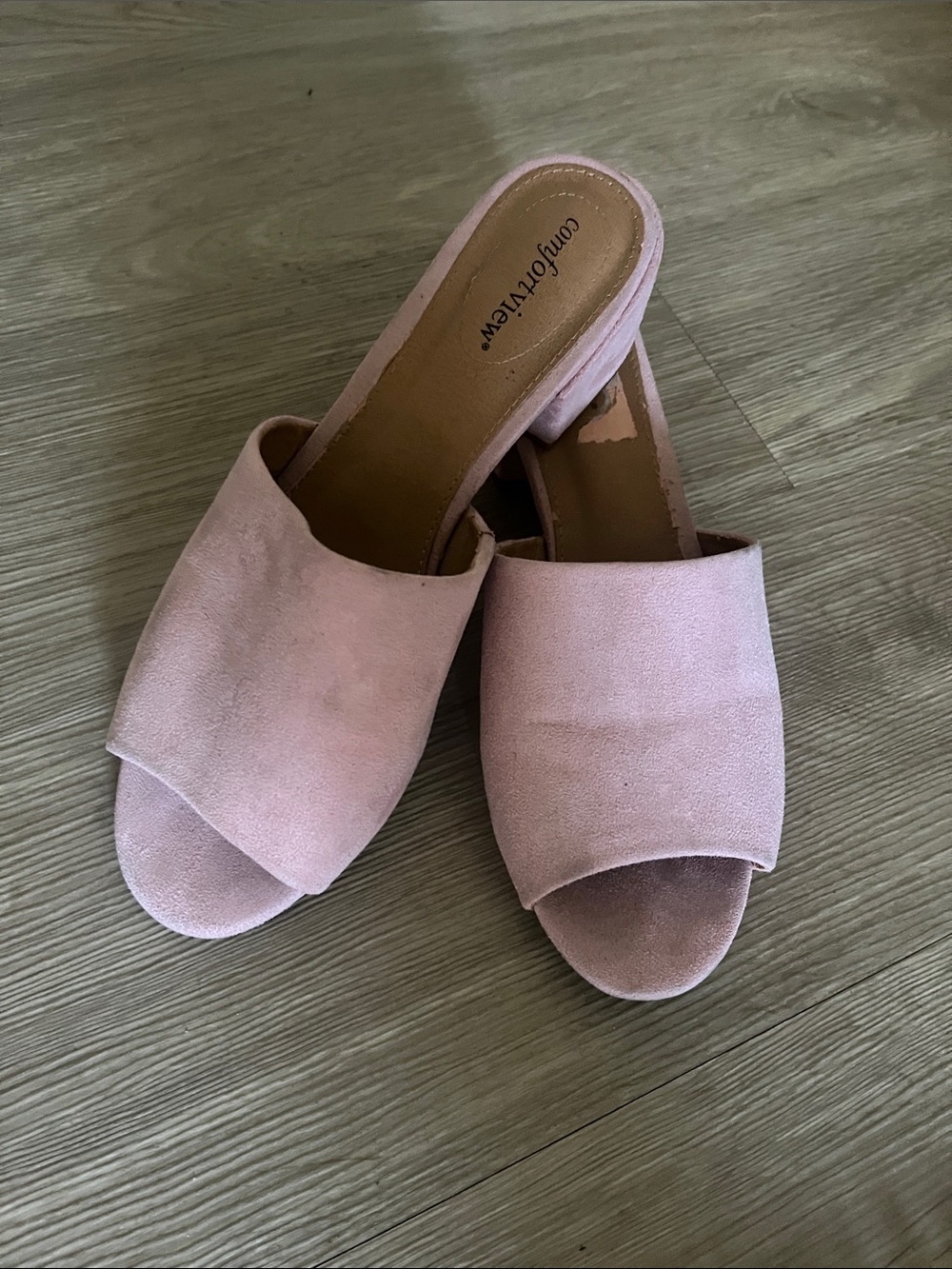 Comfortview WW Blush Pink Open-Toe Slide Mules